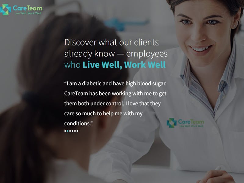 Careteam Health company screenshot of website home page in 2023